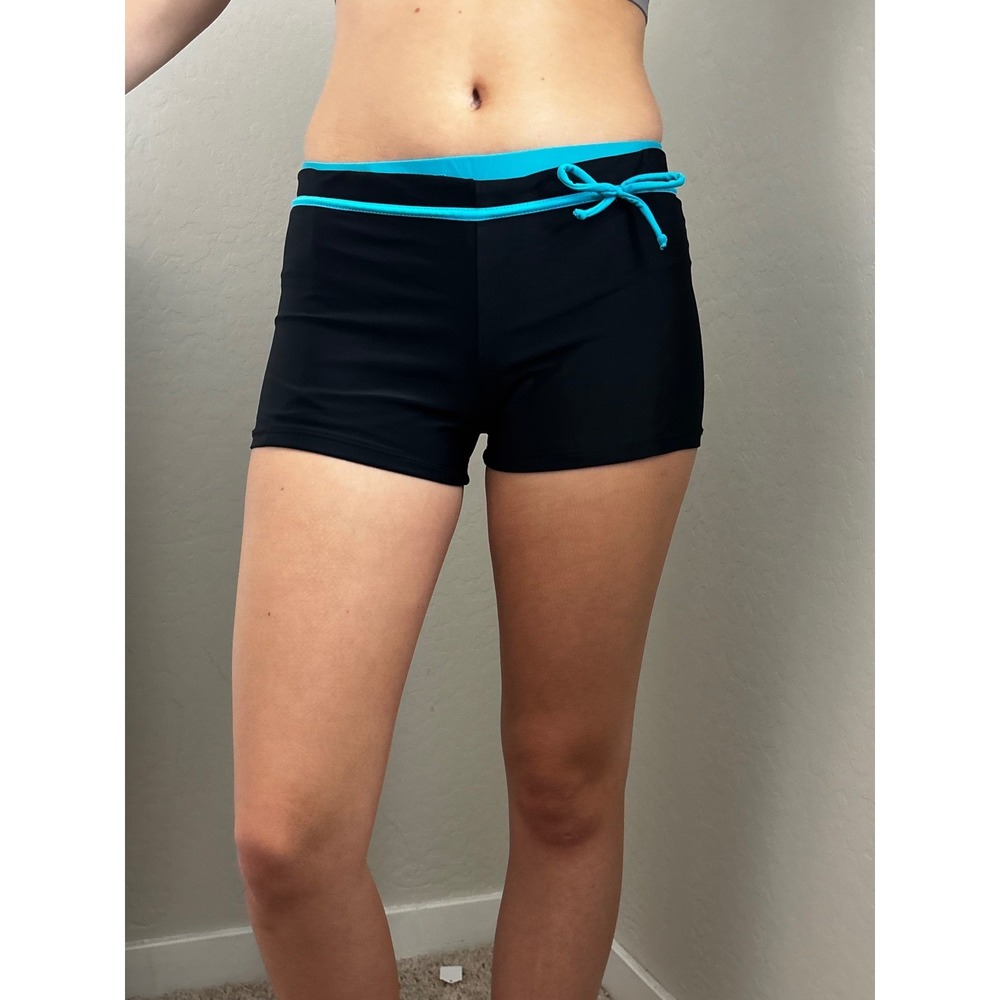 Women Black Turquoise Blue Boy Short Swim Bottoms Plus Size xs